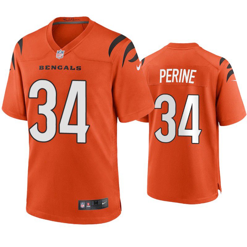Men Cincinnati Bengals 34 Samaje Perine Nike Orange Game NFL Jersey